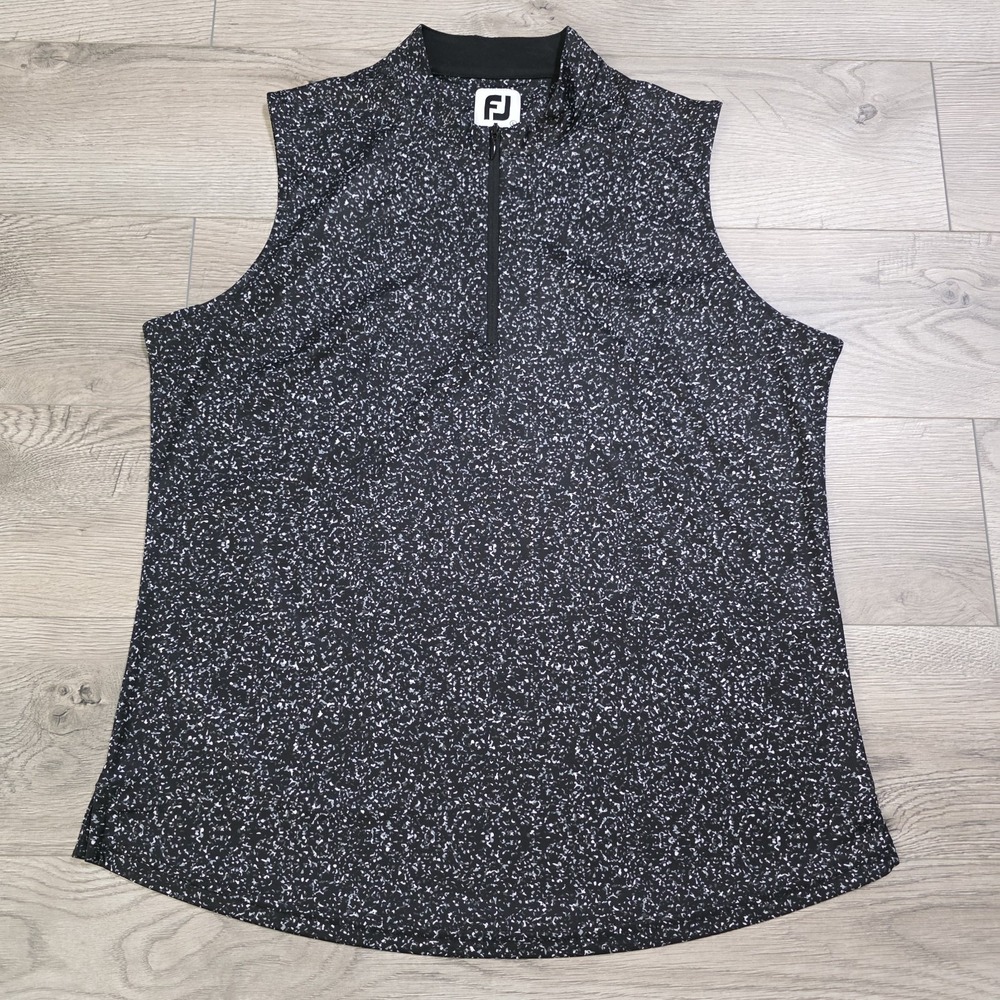 FootJoy Golf Shirt Women's L Black Gray 1/4 Zip Sleeveless Performance Polo NWOT - Picture 2 of 8